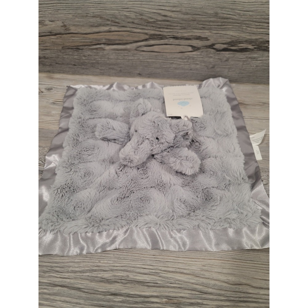 Cloud Island Gray Elephant Plush Security Blanket Lovey Satin Trim NEW